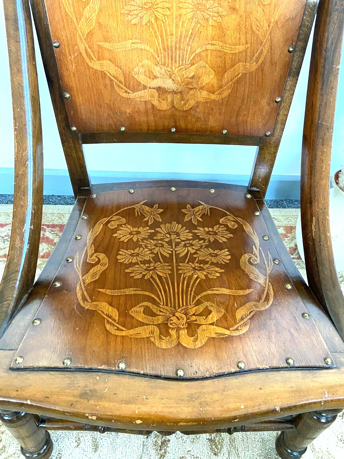Antique Early 20th Edvardiancentury Beech Floral Occasional Chair Made In Englad photo furniture