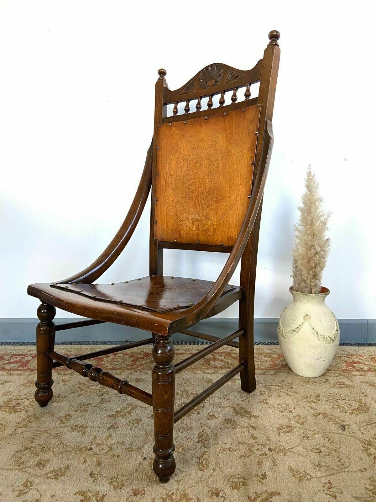 Antique Early 20th Edvardiancentury Beech Floral Occasional Chair Made In Englad photo for sale