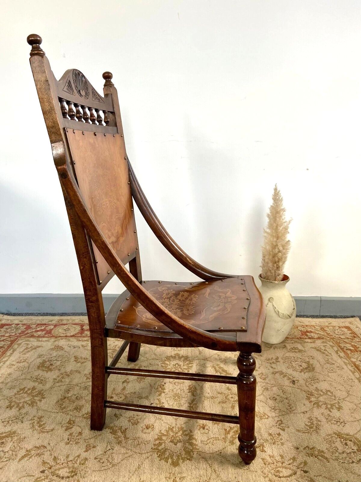 250.0 Antique Early 20th Edvardiancentury Beech Floral Occasional Chair Made In Englad photo