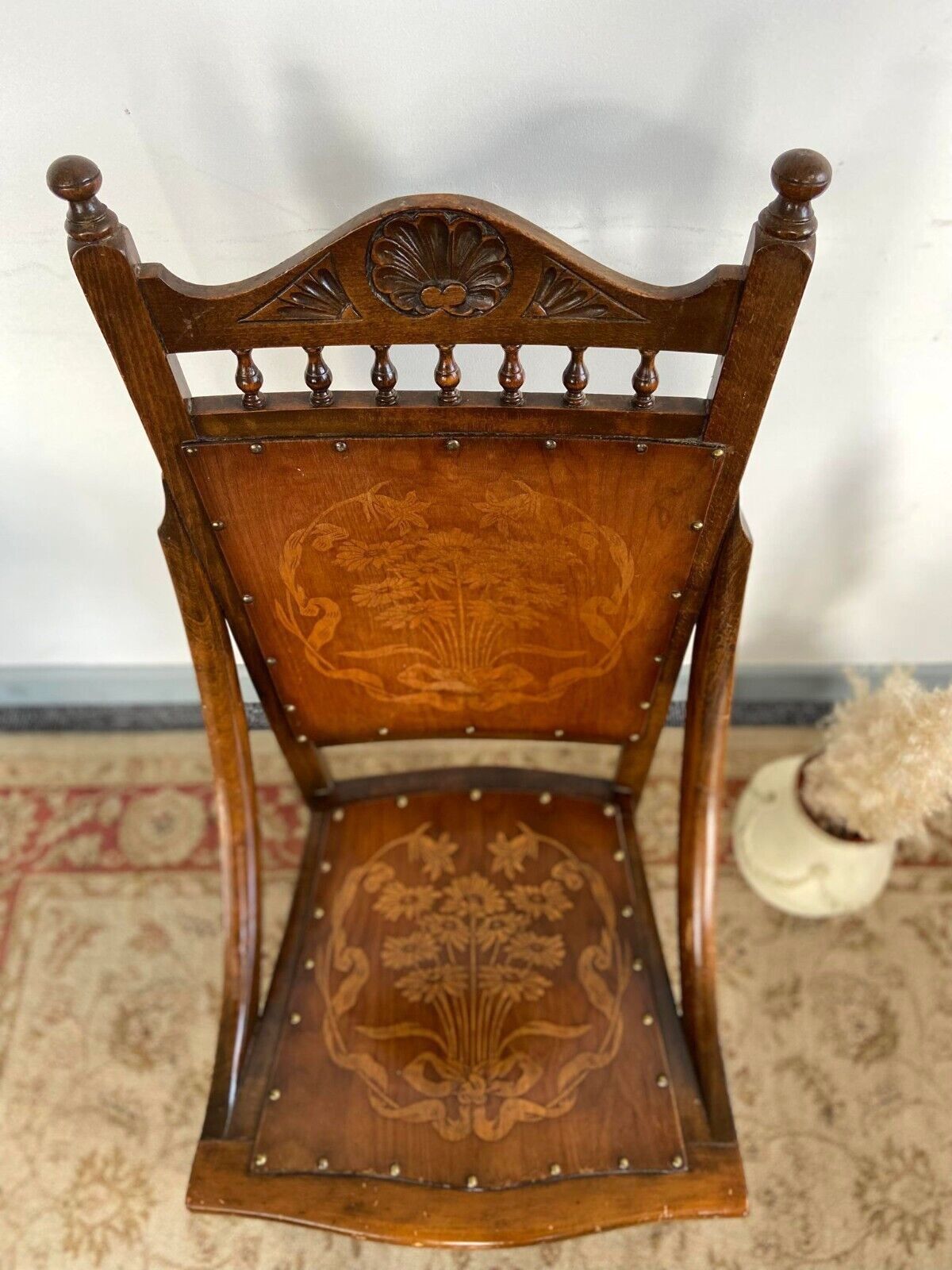 photo buy Antique Early 20th Edvardiancentury Beech Floral Occasional Chair Made In Englad
