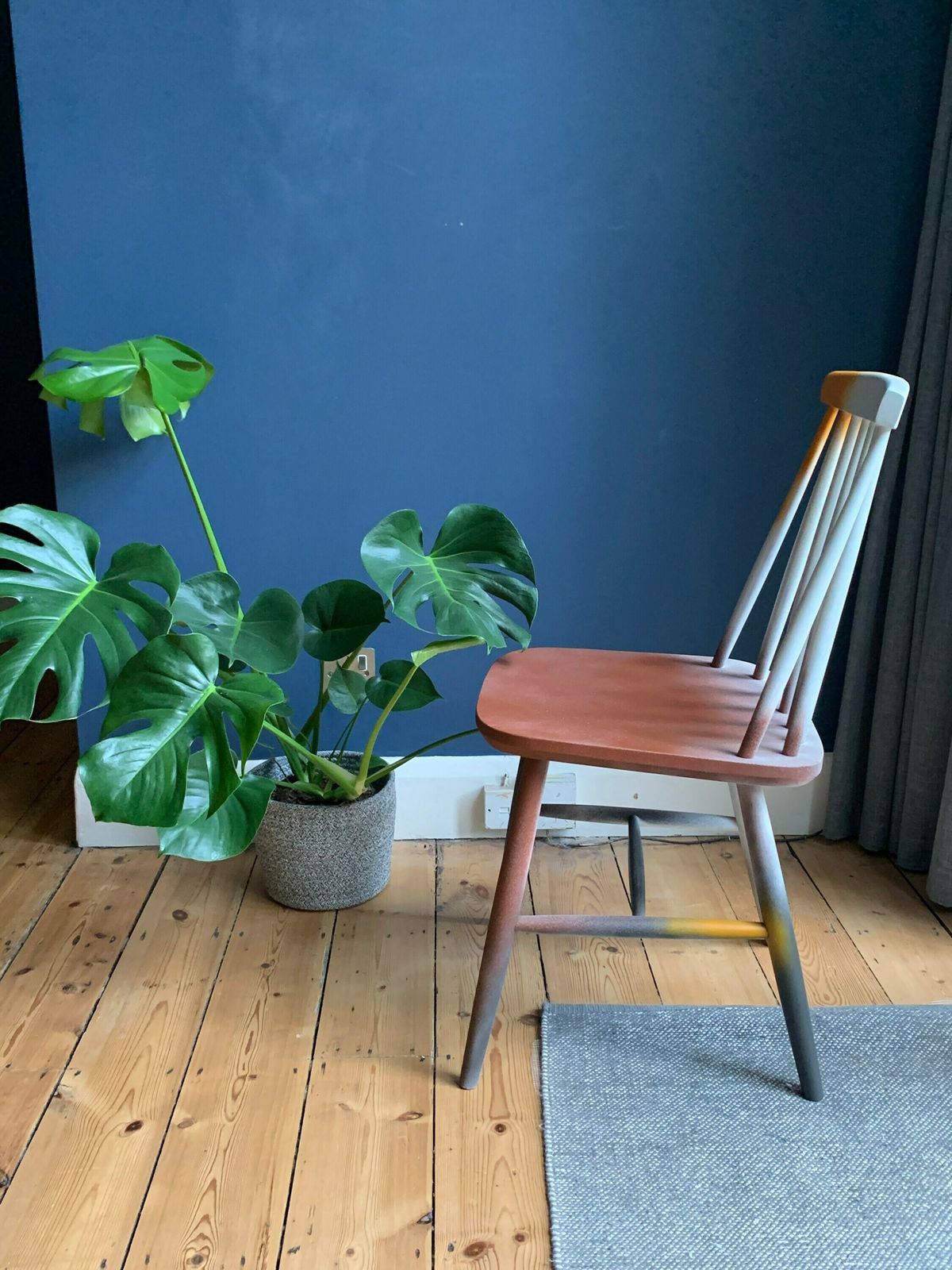 Classic Mid Century Chair Reimagined With Spray Paint   Up Cycled Unique Piece photo vinterior