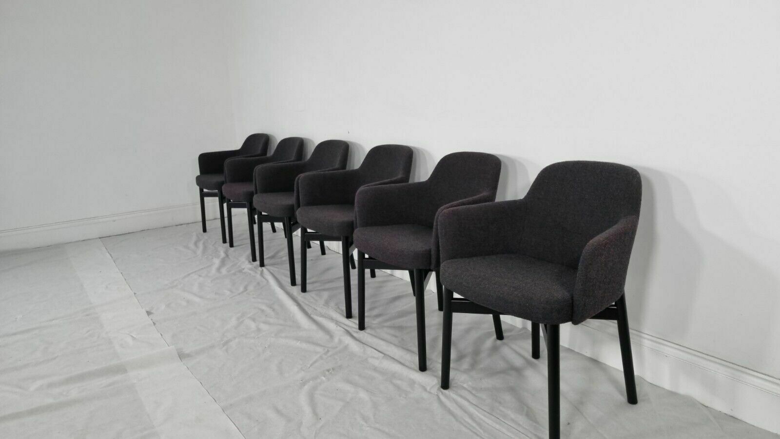 A Stunning Set Of 6 Knoll Studio Krusin 016 Armchairs In Dark Boucle Fabric photo Furniture