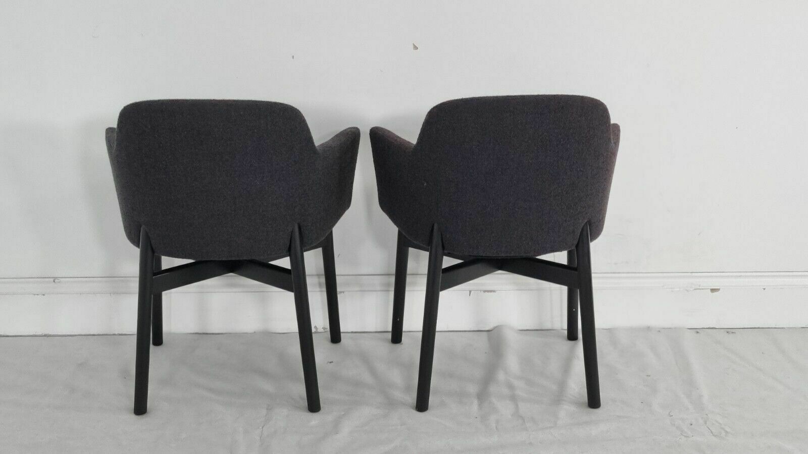 A Stunning Set Of 2 Knoll Studio Krusin 016 Armchairs In Charcoal Boucle Fabric photo Furniture