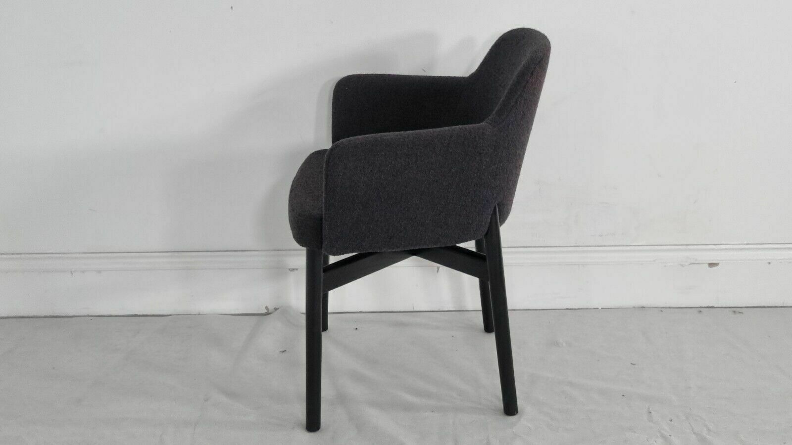 Furniture A Stunning Set Of 2 Knoll Studio Krusin 016 Armchairs In Charcoal Boucle Fabric photo