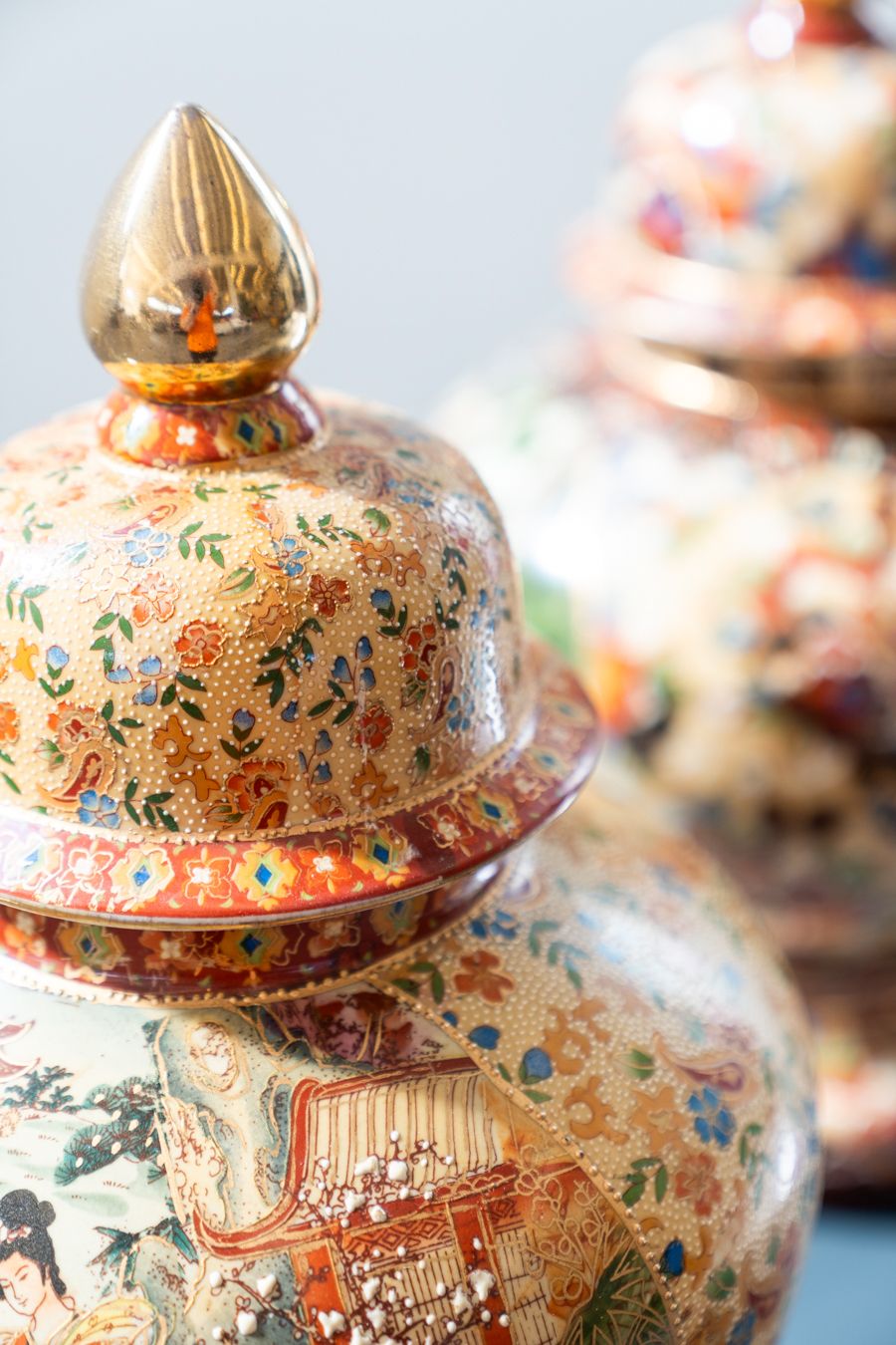 Hand Decorated Chinese Royal Satsuma Ceramic Vases, 1960s photo furniture