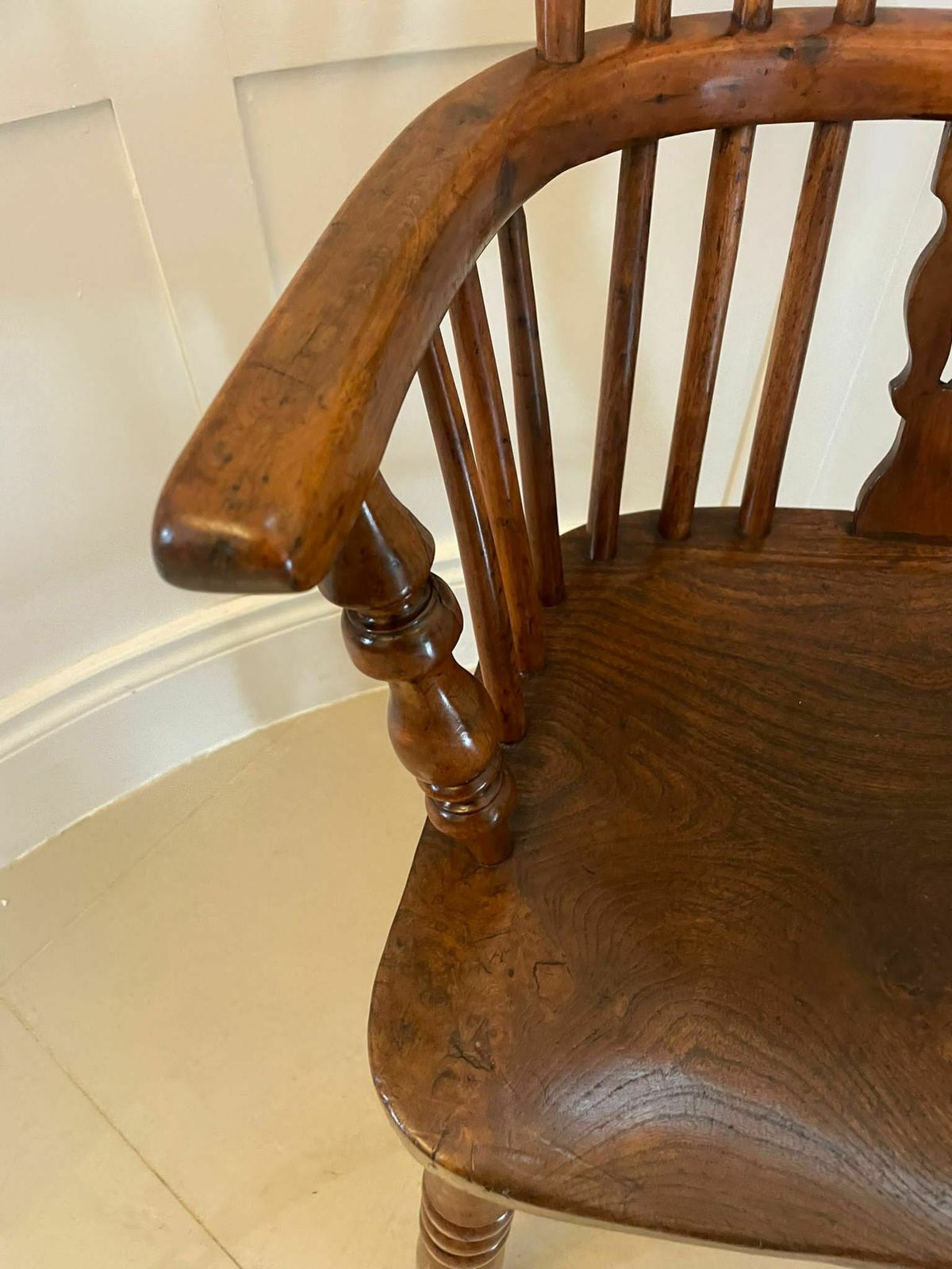 Antique Quality Yew Wood Windsor Armchair photo vintage