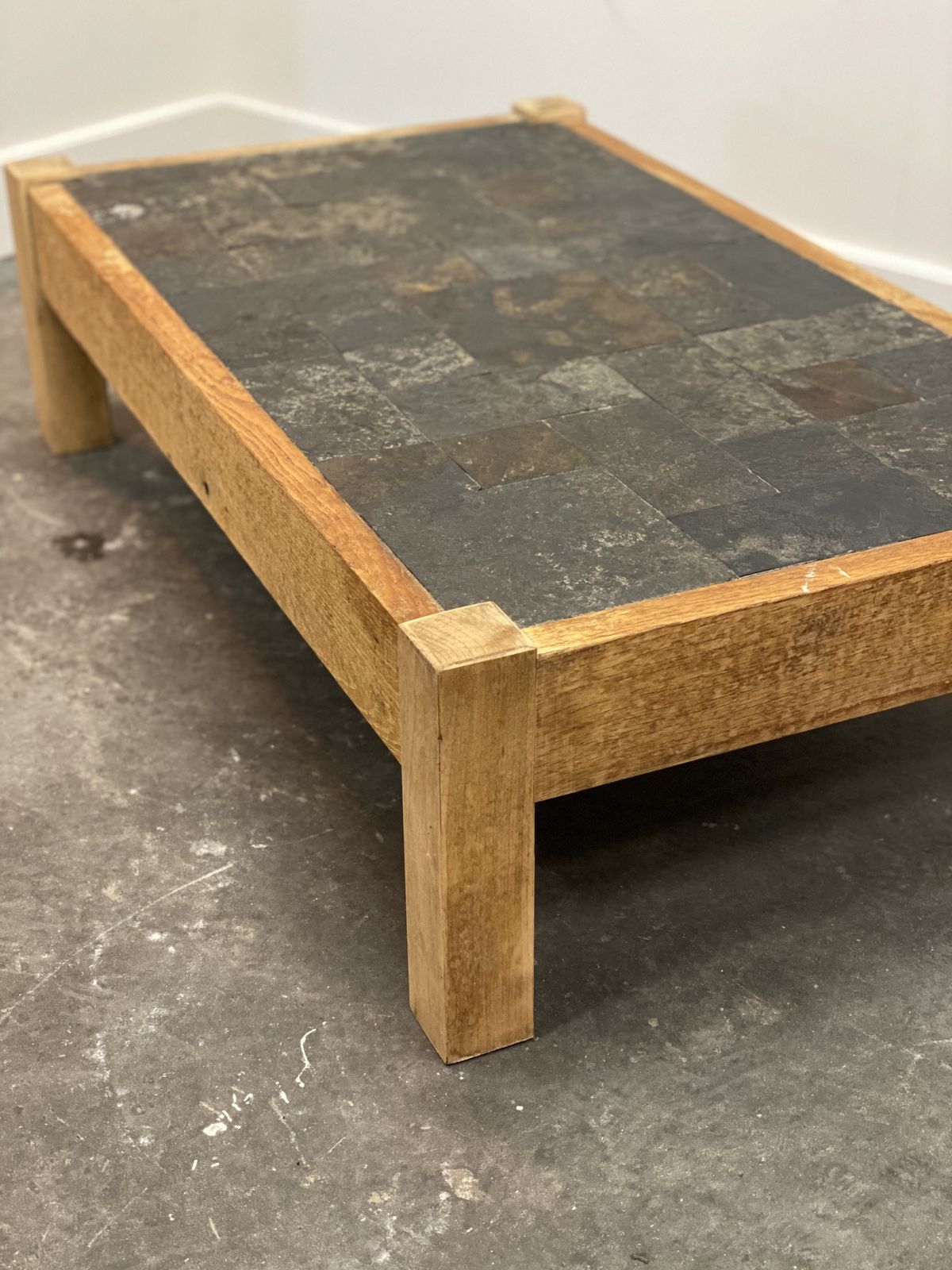 Slate Tiled Brutalist Coffee Table, France 1970s. photo vinterior