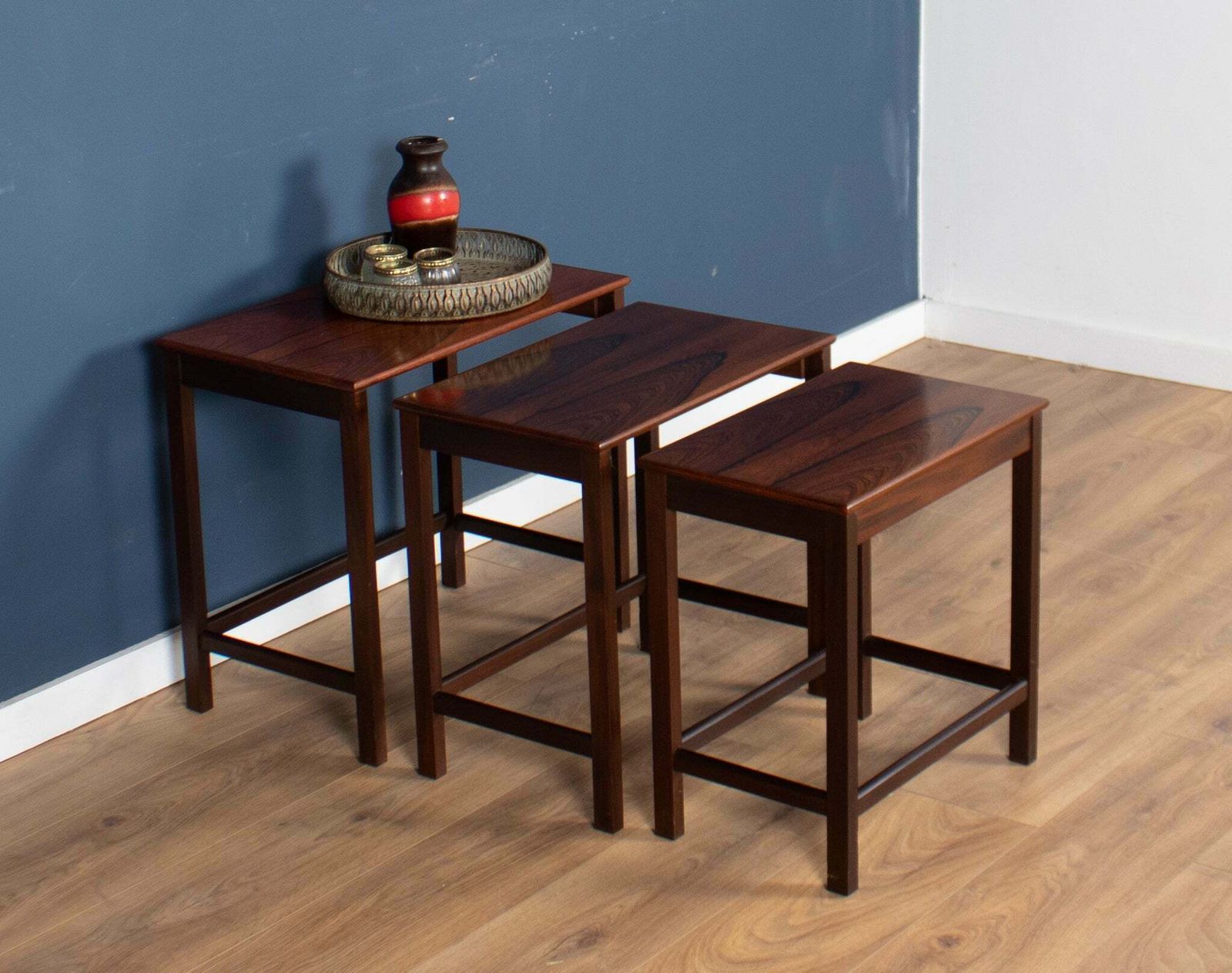 Retro Teak 1960s Mid Century Nest Of Tables Coffee Tables By E W Bach Odense Møbelfabrik photo for sale