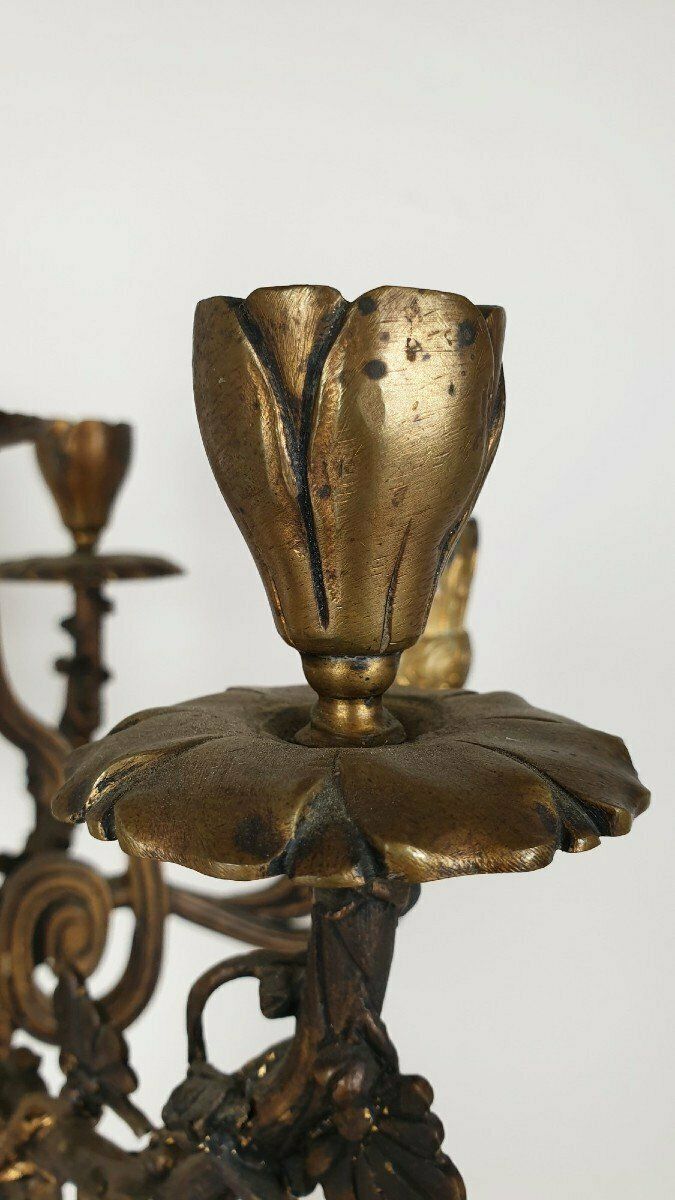Candelabra In Porcelain And Bronze, Japonisme, Xixth Century photo vintage