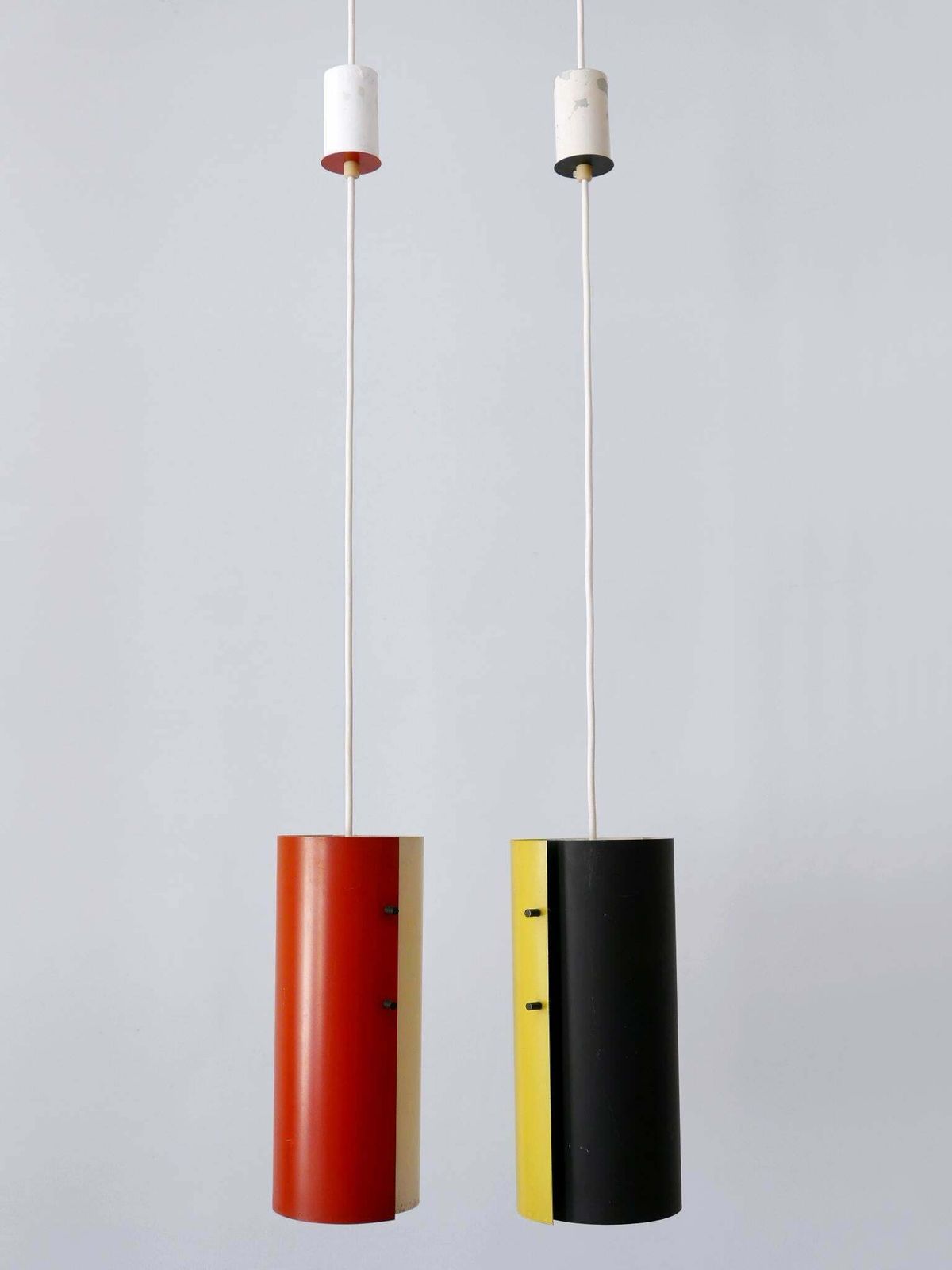 Lovely Midcentury Modern Bi Colour Pendant Lamps Or Hanging Lights Germany 1960s photo furniture