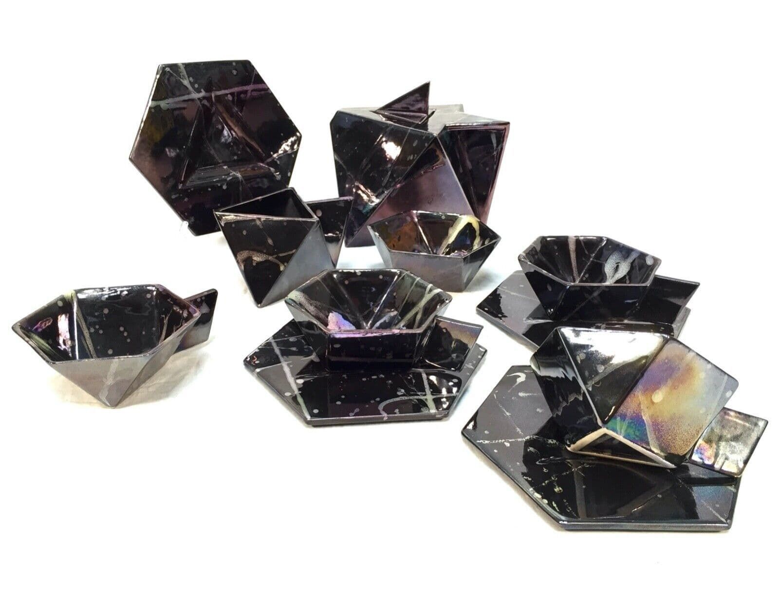 Vintage 1980s Swedish Rolf Sinnemark Style Cubic Tea Set / Art Deco Style Retro photo buy