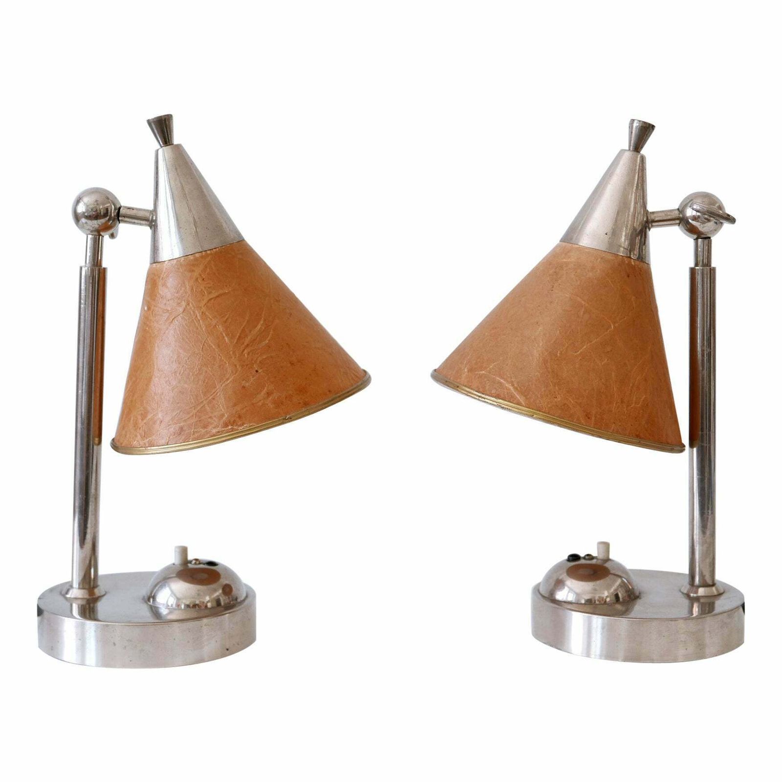 Set Of Two Rare Art Deco Bauhaus Bedside Table Lamps Or Sconces Germany 1920s