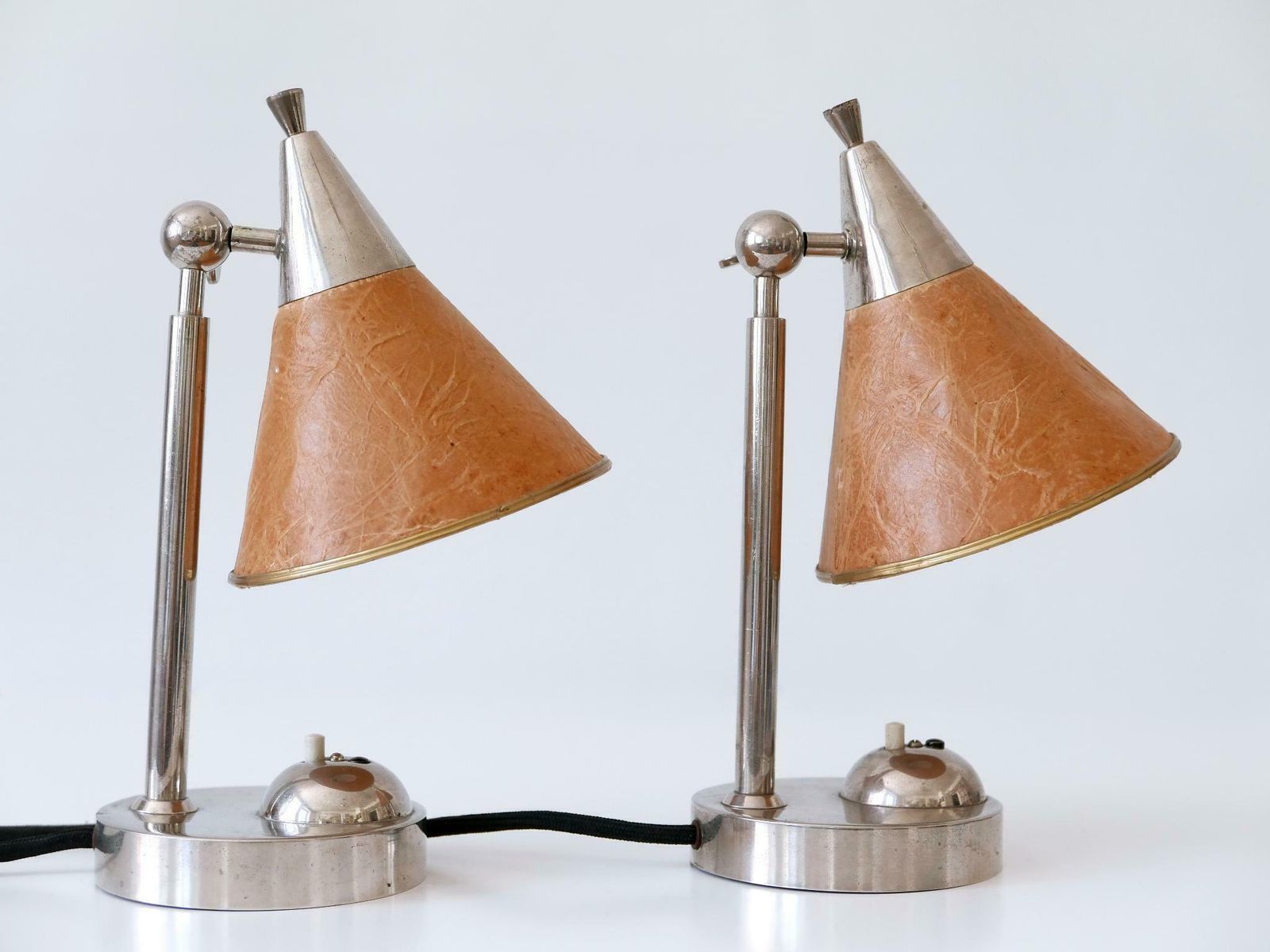 Set Of Two Rare Art Deco Bauhaus Bedside Table Lamps Or Sconces Germany 1920s photo for sale