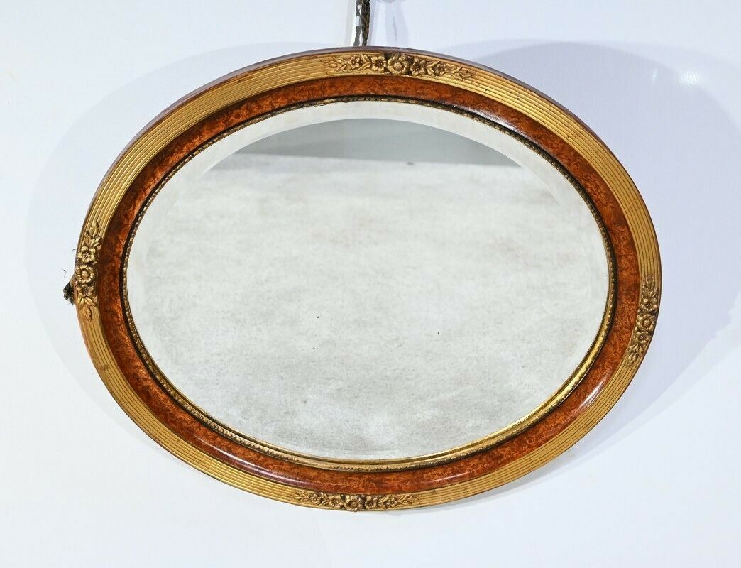 Oval Mirror In Golden Wood   Early 20th Century