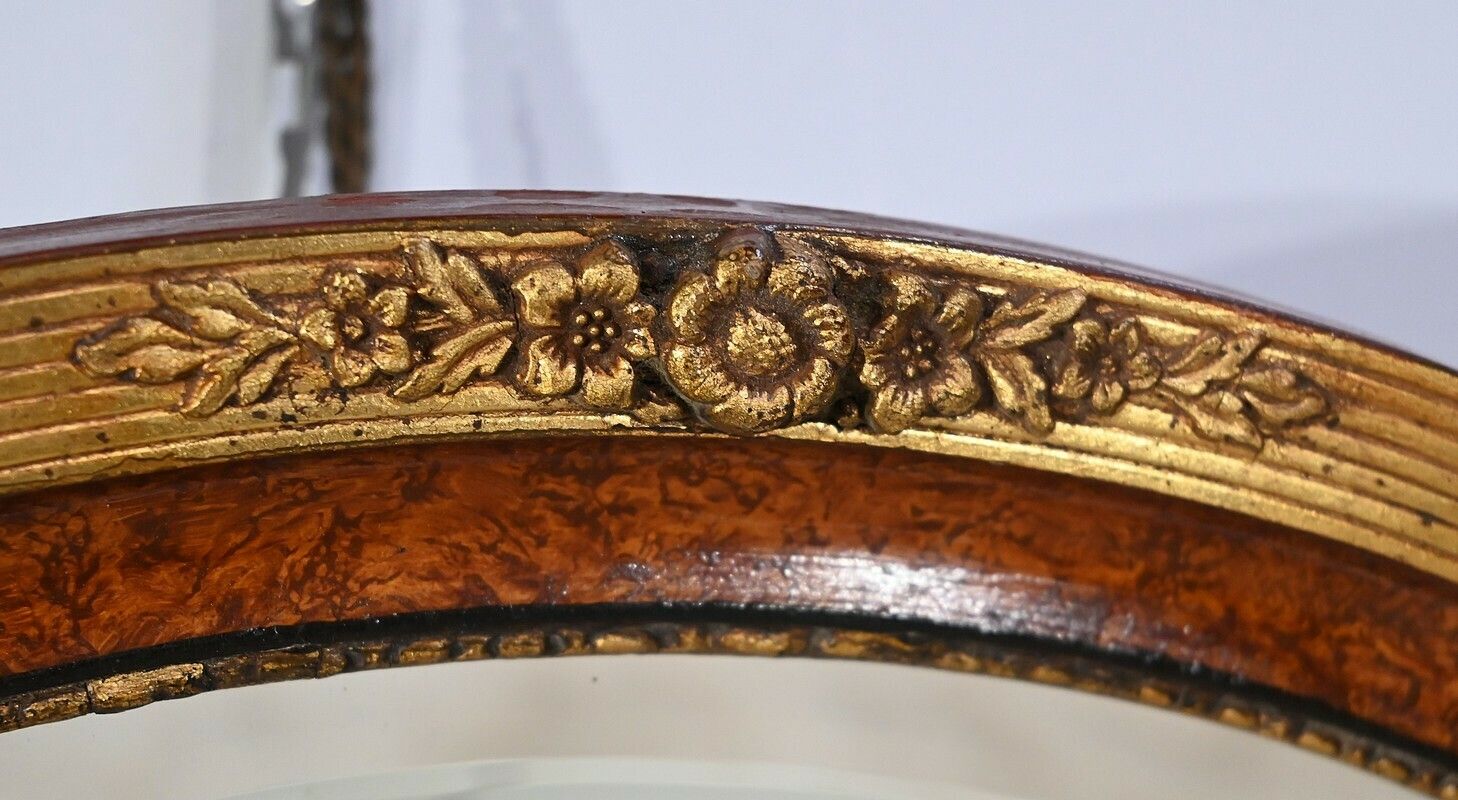 Oval Mirror In Golden Wood   Early 20th Century photo 768.38