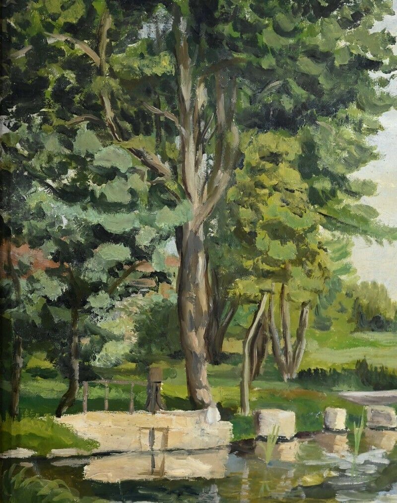 Oil Painting On Wood, Signed M.Cauvet – 1958 photo vinterior