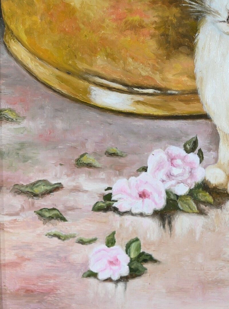 photo furniture Oil On Canvas, Signed R.Hervé   2nd Part 20th Century
