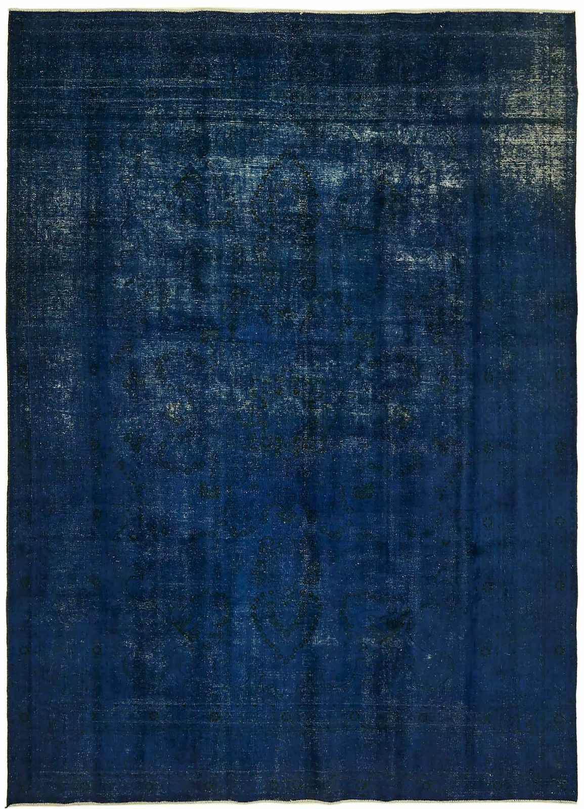 Handmade Blue Over Dyed Large Vintage Area Rug, Late 20th Century ( 330 X 244 Cm )