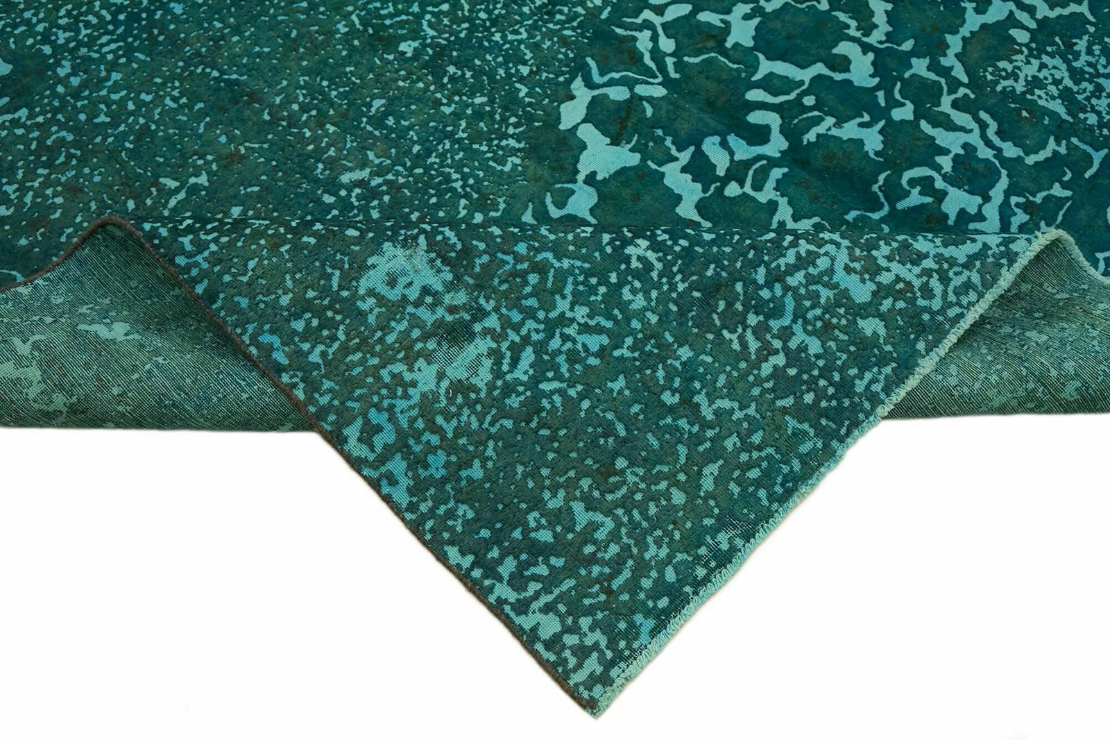 Handmade Turquoise Over Dyed  1980's Large Area Rug ( 367 X 235 Cm ) photo vinterior