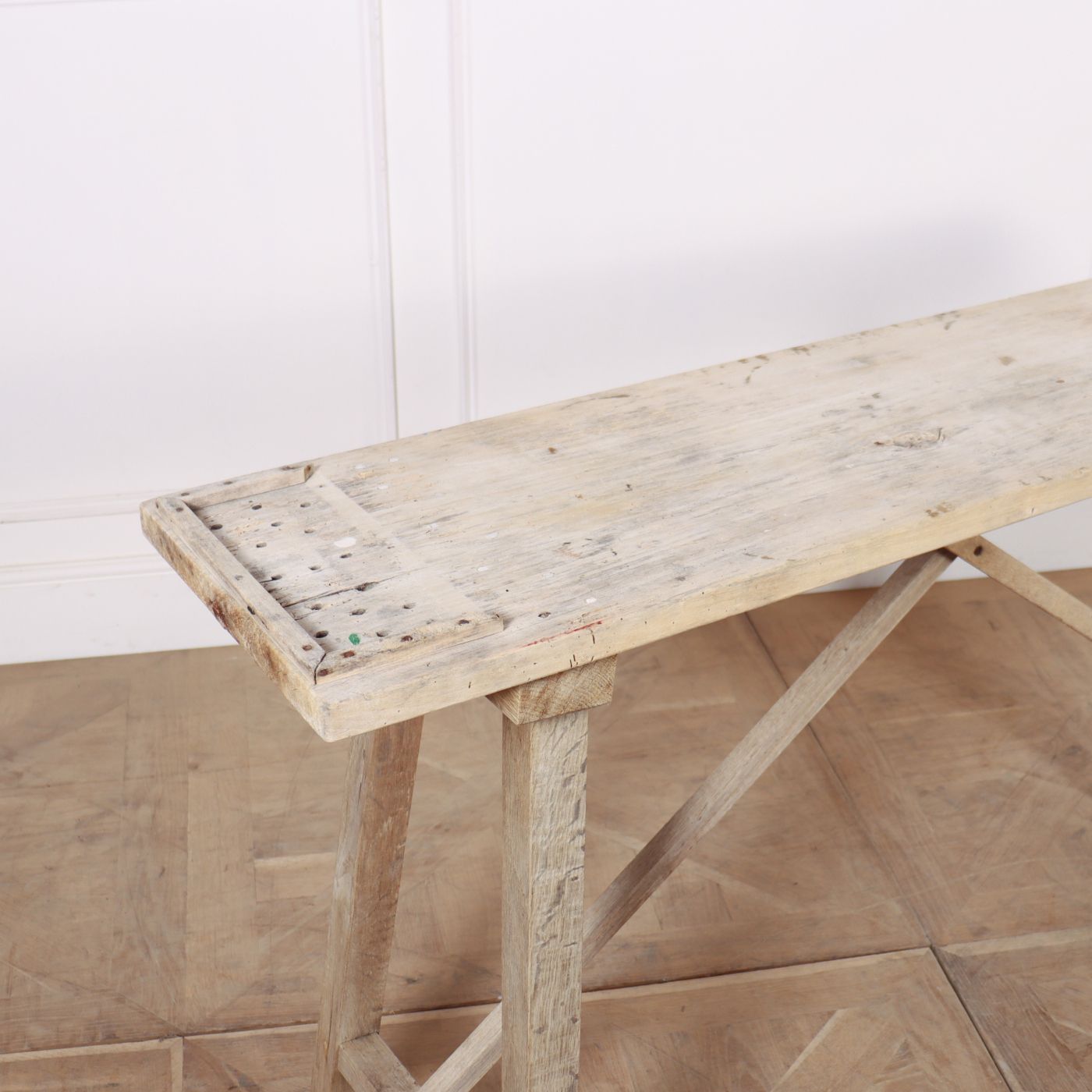 French Bleached Oak Trestle Table photo furniture