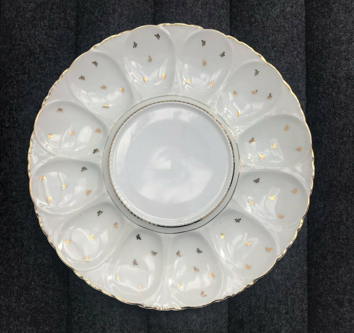 French Oyster Master Platter French Vintage Oysters Dish Golden Rim Gold Decor 1950s French Pottery Seashell Sea Food Platter Gift