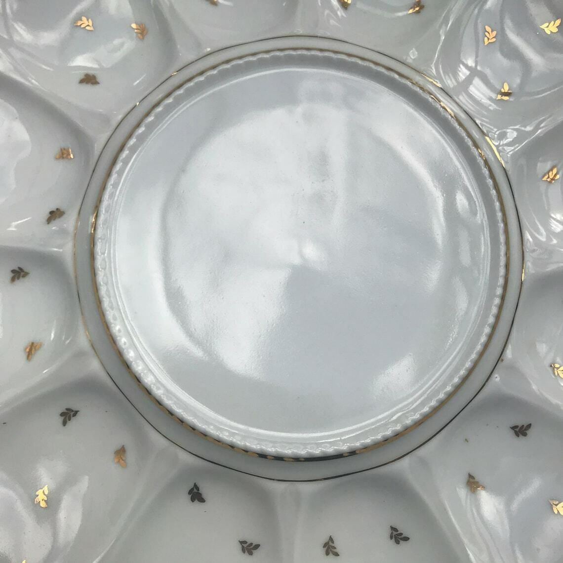 French Oyster Master Platter French Vintage Oysters Dish Golden Rim Gold Decor 1950s French Pottery Seashell Sea Food Platter Gift photo for sale