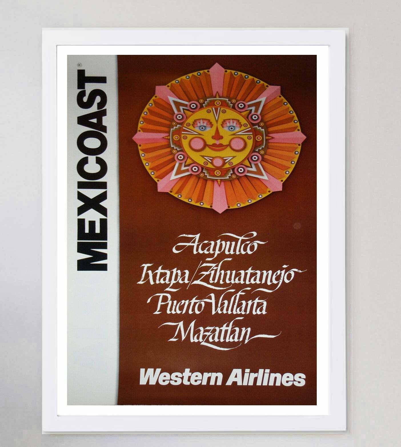 Mexico Coast   Western Air Lines Original Vintage Poster photo for sale