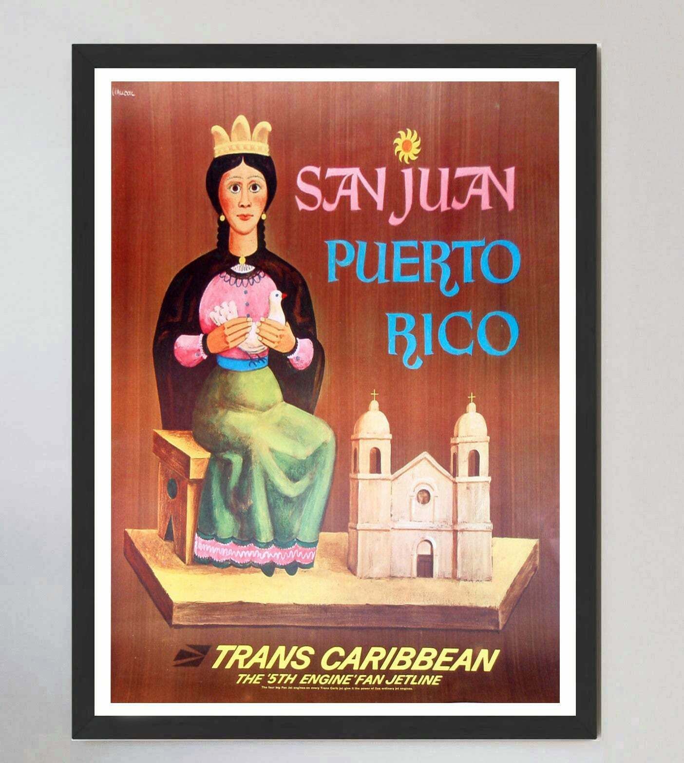 San Juan Puerto Rico   Trans Caribbean Airways Original Vintage Poster photo furniture
