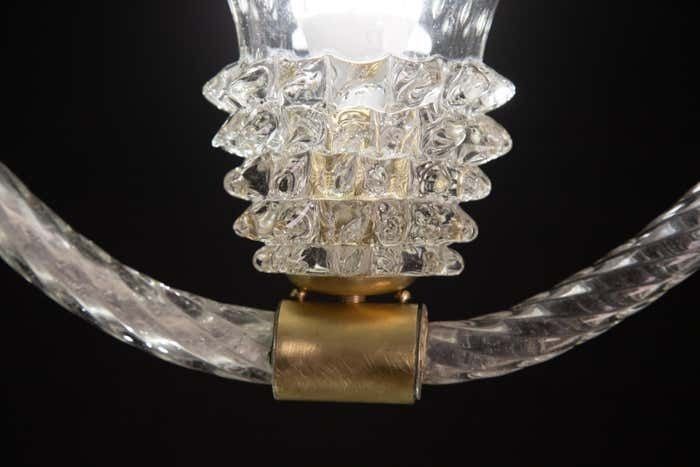 Rare Set Of 2 Art Decò Barovier Chandelier Rostrato And Bullicante Murano, 1940s photo Lighting