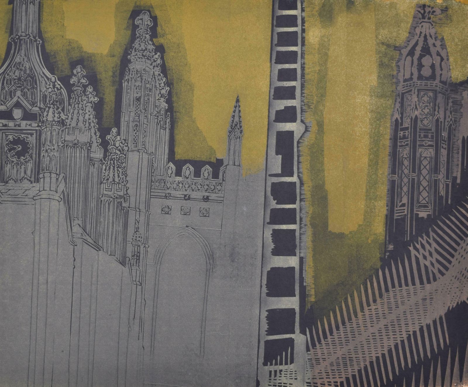 Walter Hoyle King's College, Cambridge Linocut Print By Walter Hoyle photo furniture