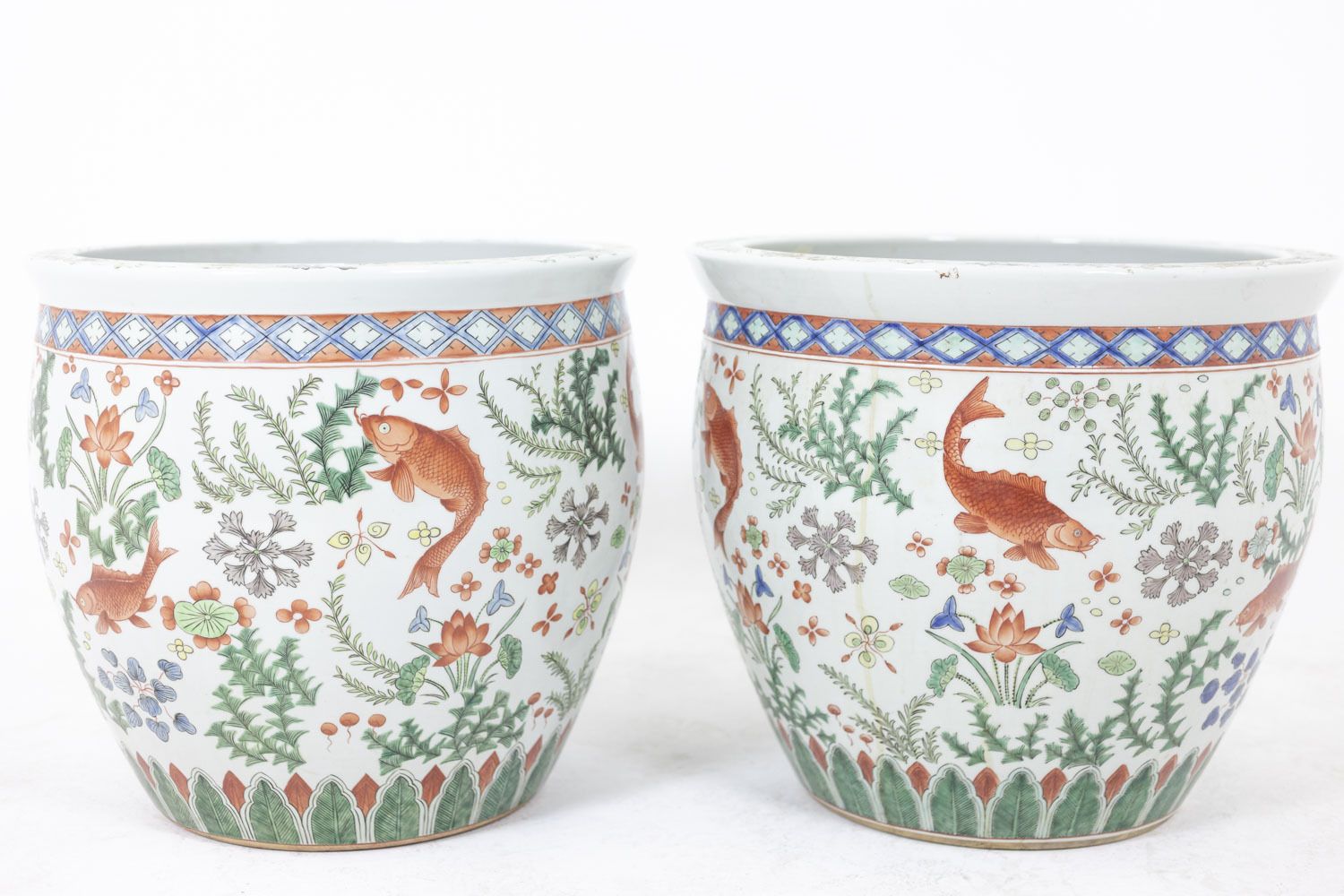 photo furniture Pair Of Canton Porcelain Planters, Circa 1950