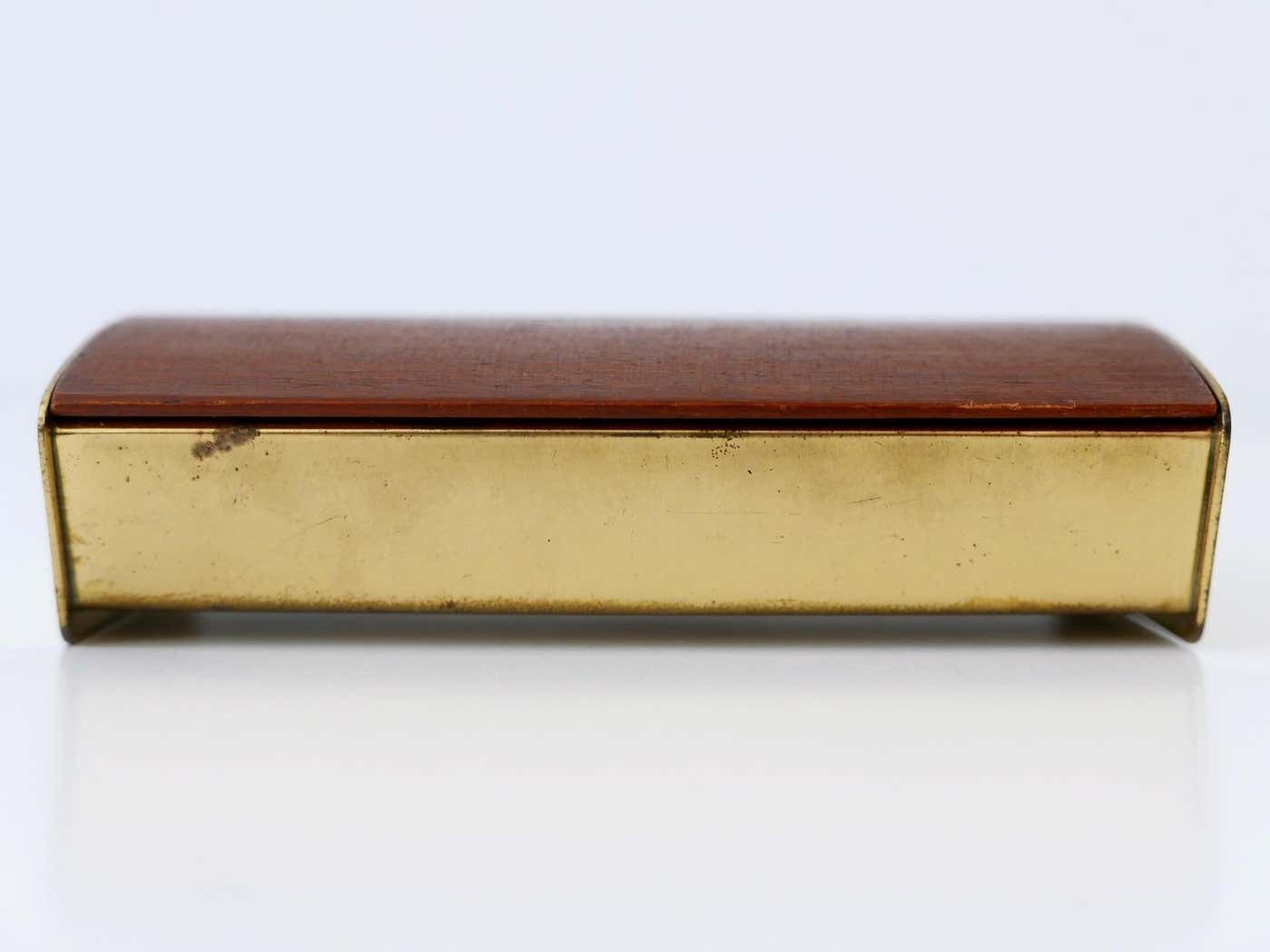photo furniture Rare Mid Century Modern Teak Cork & Brass Box By Carl Auböck Austria 1950s