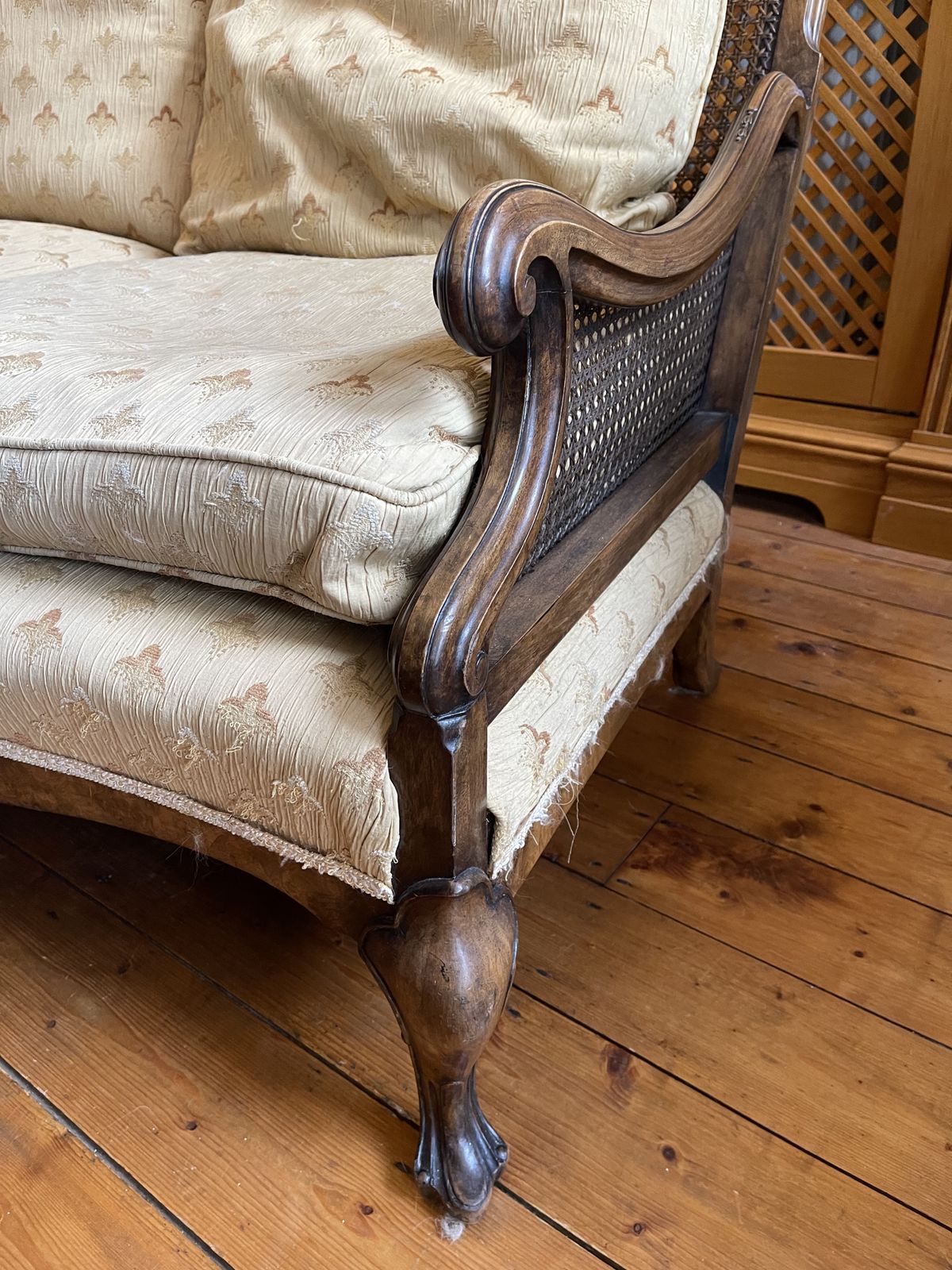 Bergere 3 Piece Suite In Lovely Gold Upholstery photo furniture