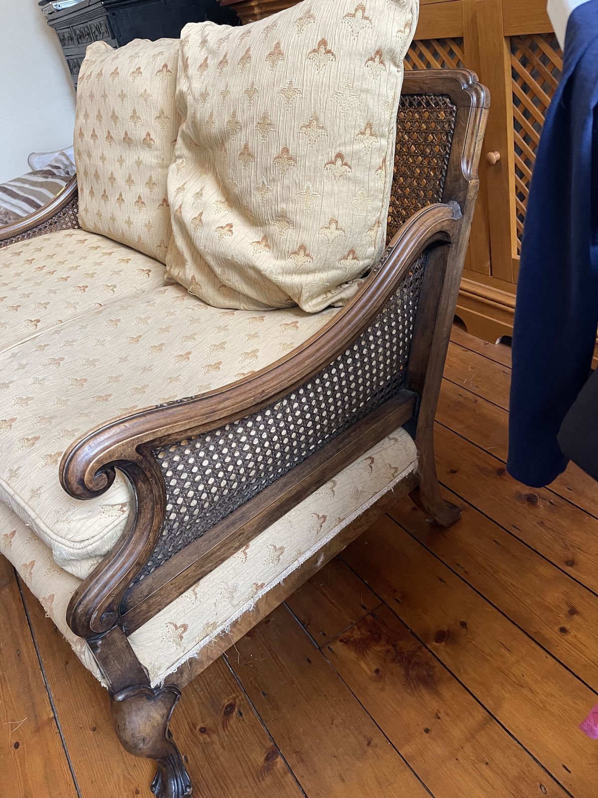 Bergere 3 Piece Suite In Lovely Gold Upholstery photo vintage