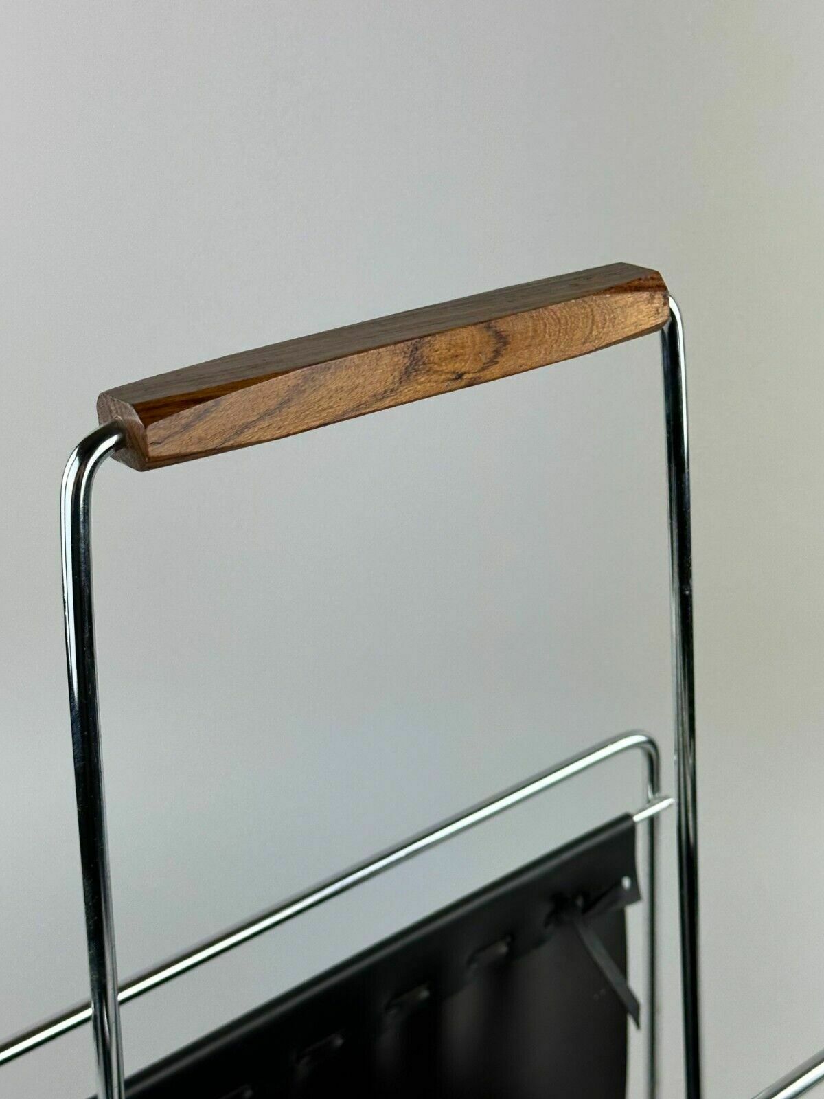 60's 70's Newspaper Holder Magazine Racks R Metal Teak Mid Century Design photo Home Decor