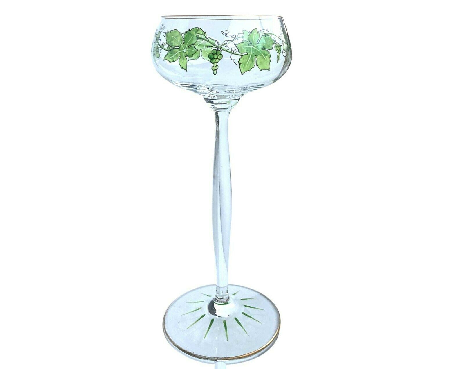 Jugendstil Wine Glasses | Art Deco Wine Goblets | By Theresianthal | Design Hans Christiansen | 6pcs| Grape Leaves | 1900 1905 photo furniture