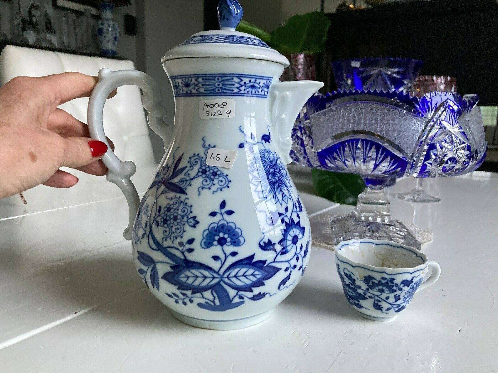 Blauw Uien Koffiepot (6 Personen) | Blauw Wit Porselein Van Hutschenreuther (Rosenthal) photo 95.0