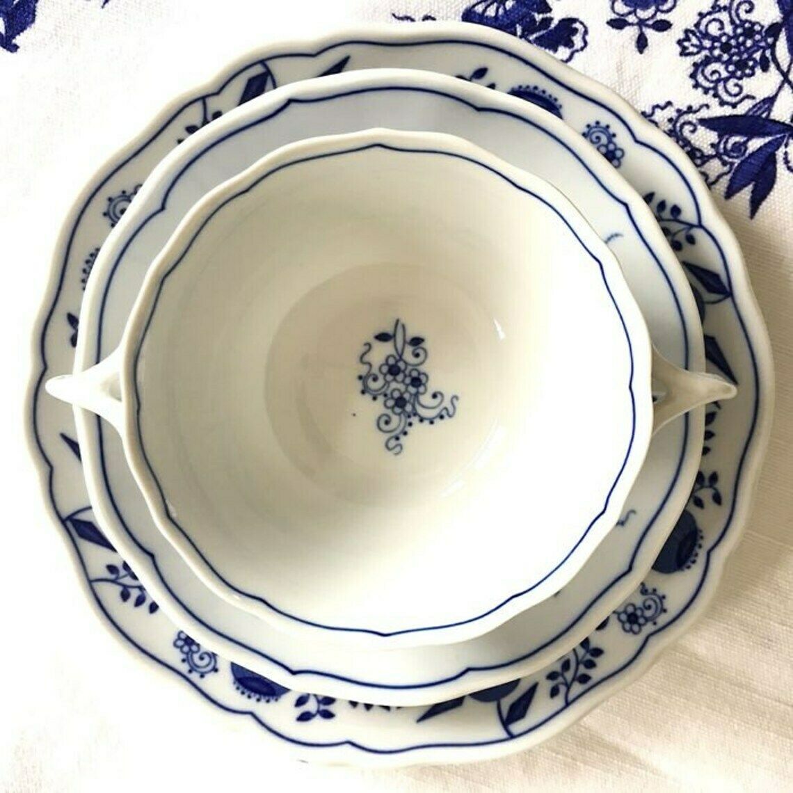 6x Blue Onion Soup Set | Cream Soup Cup And Saucer | Hutschenreuther photo 298.0