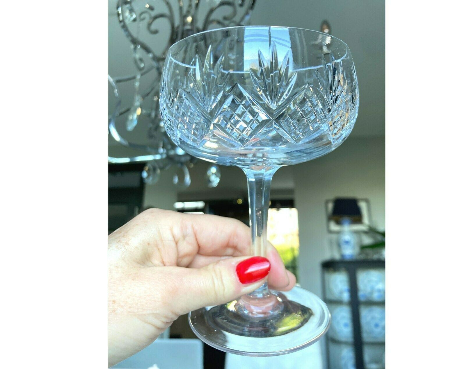 Crystal Champagne Glasses | Champagne Coupes | 6pcs| Criss Cross Cuts And Tall Stemmed photo Home Decor