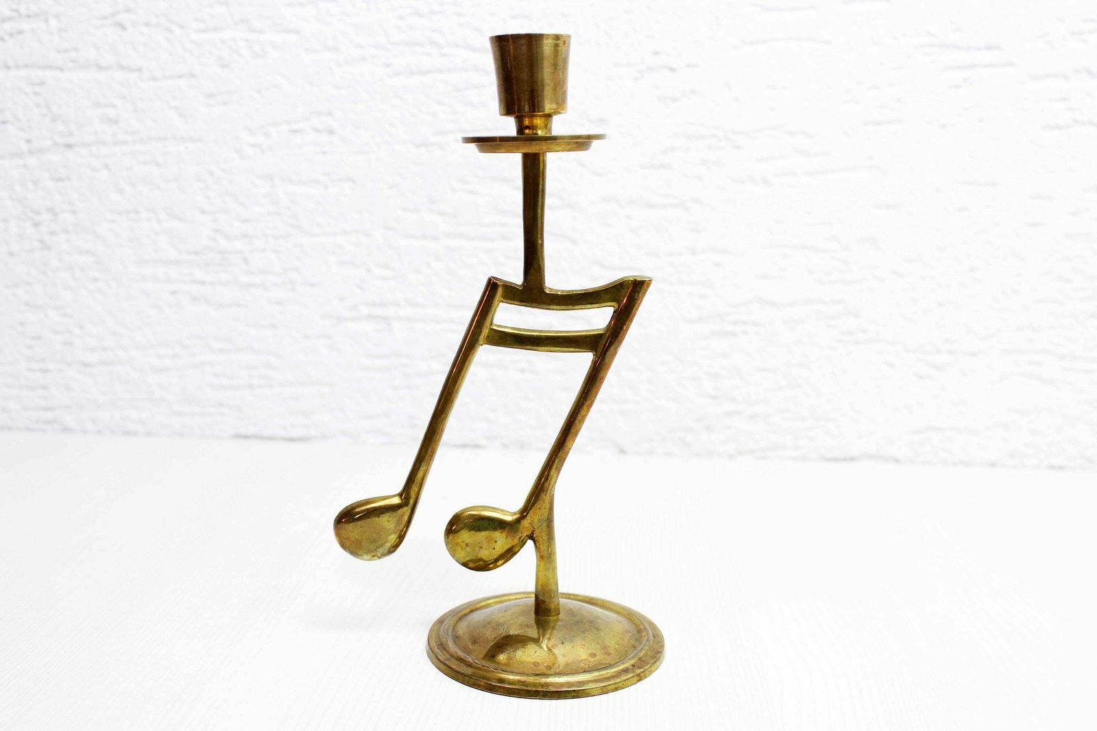 Vintage Musical Note Brass Candlestick