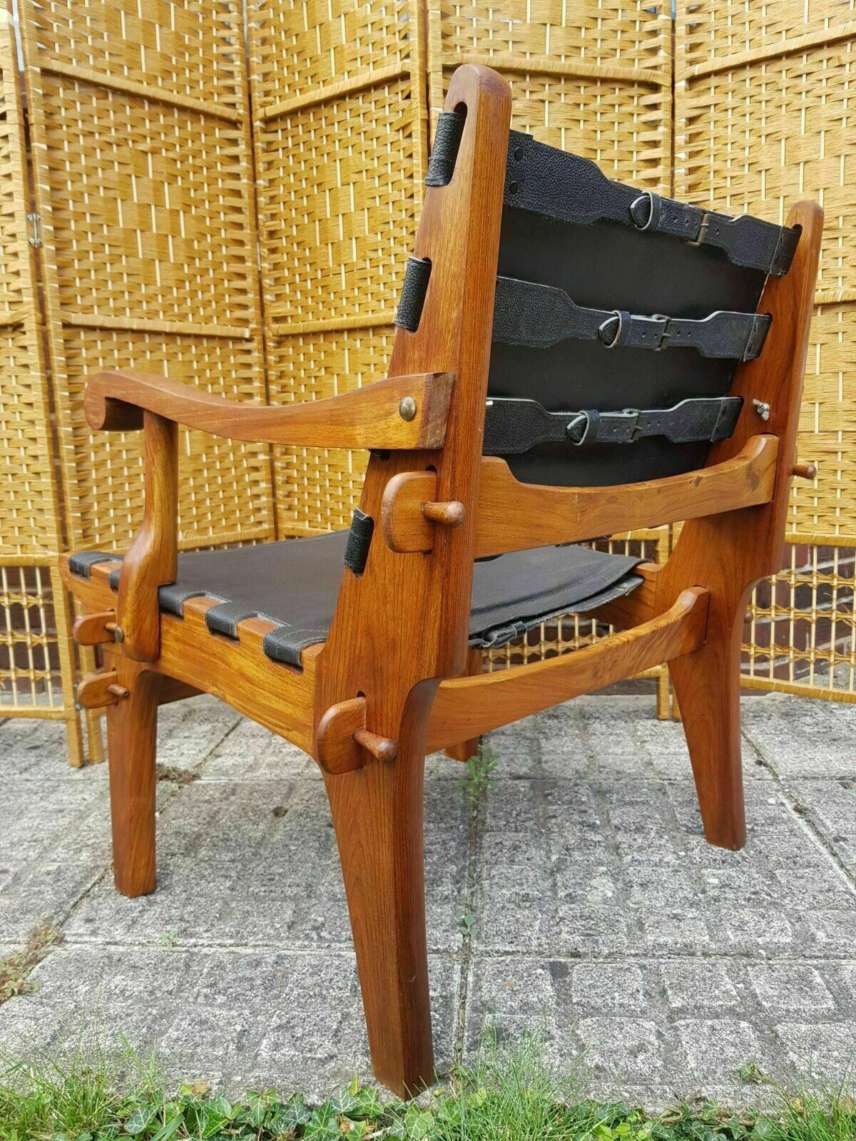 Safari Chair By Angel Pazmino Rosewood And Leather Mid Century Vintage 60s. photo vinterior