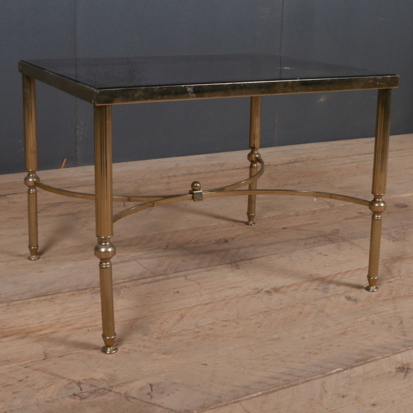 1920s French Brass And Glass Lamp Table. Smoked Glass. 1920