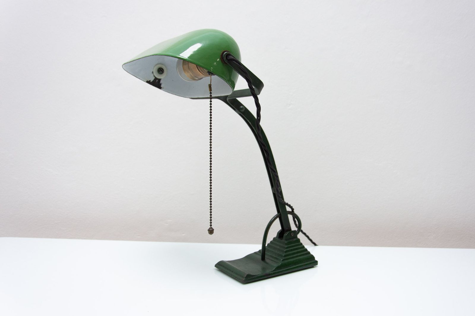 Art Deco Bankers Lamp, 1930s, Bohemia