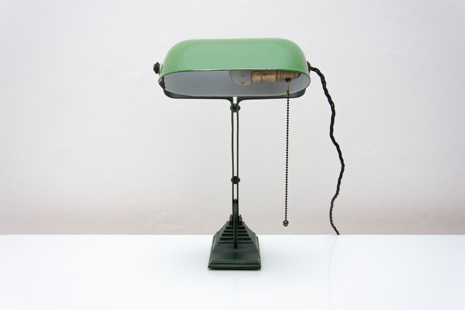 383.0 Art Deco Bankers Lamp, 1930s, Bohemia photo