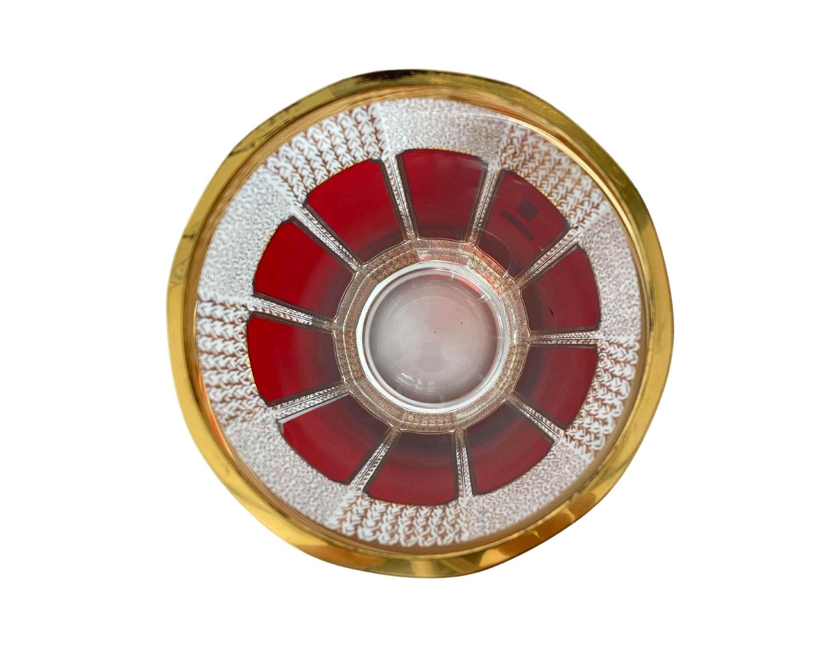Crystal Red Vase For Flowers | Moser Cabochon Style | 24k Gold | Steiner & Vogel photo for sale