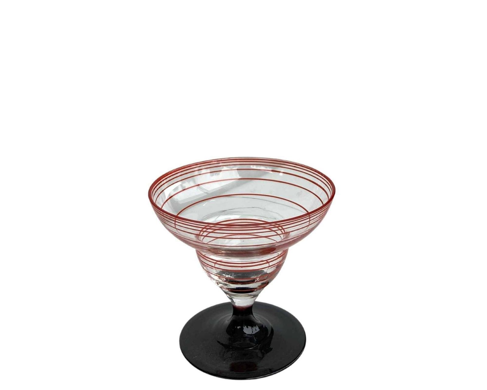 Art Deco Karafelset | Bimini Werkstatte | 4 Delig | Rood En Zwart | Cirkelpatroon | Art Glass | Jaren 1930 photo Woonaccessoires