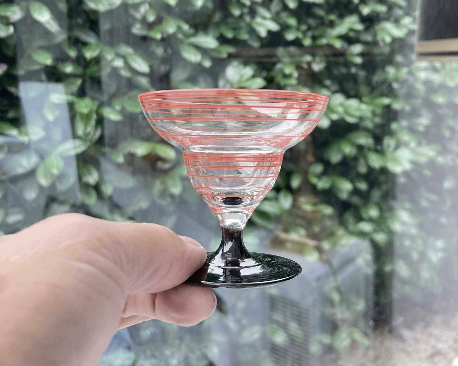 Art Deco Karafelset | Bimini Werkstatte | 4 Delig | Rood En Zwart | Cirkelpatroon | Art Glass | Jaren 1930 photo vintage