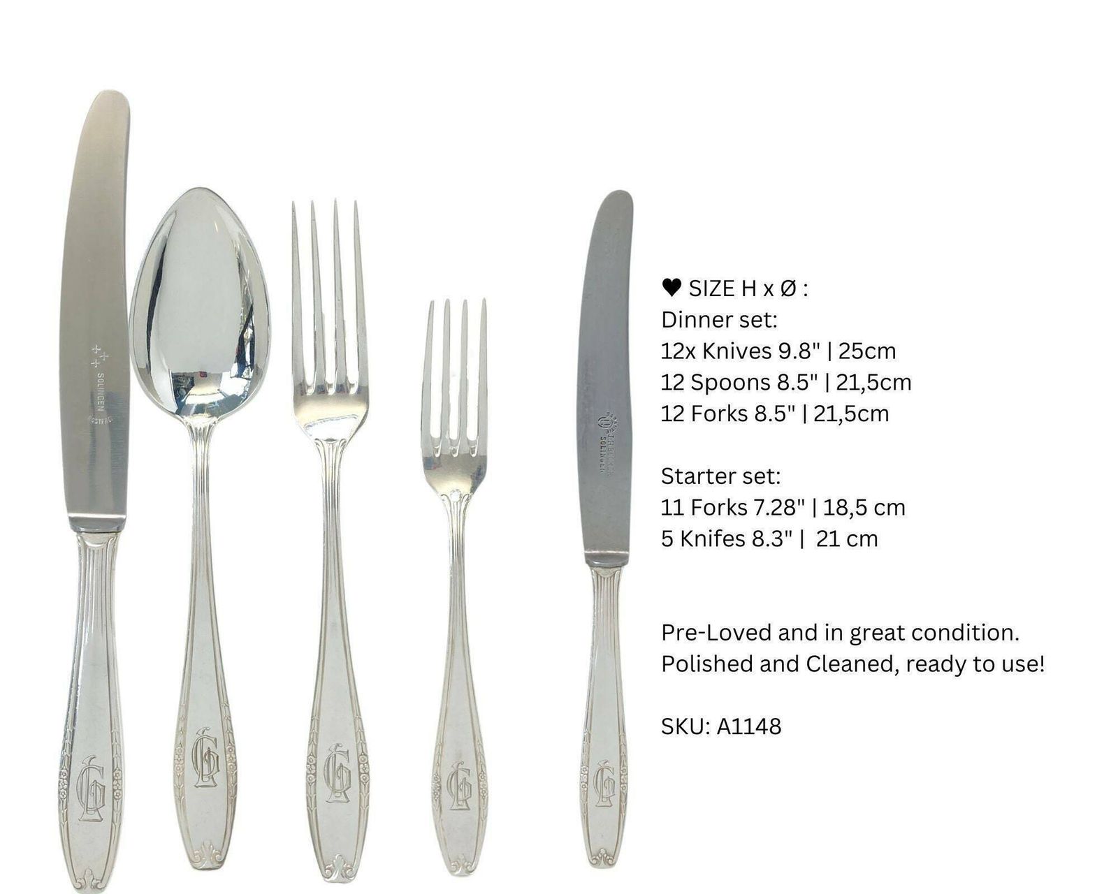 Monogram Silver Flatware | 52pcs| Antique | Silver Plate | By Aws Wellner! photo for sale