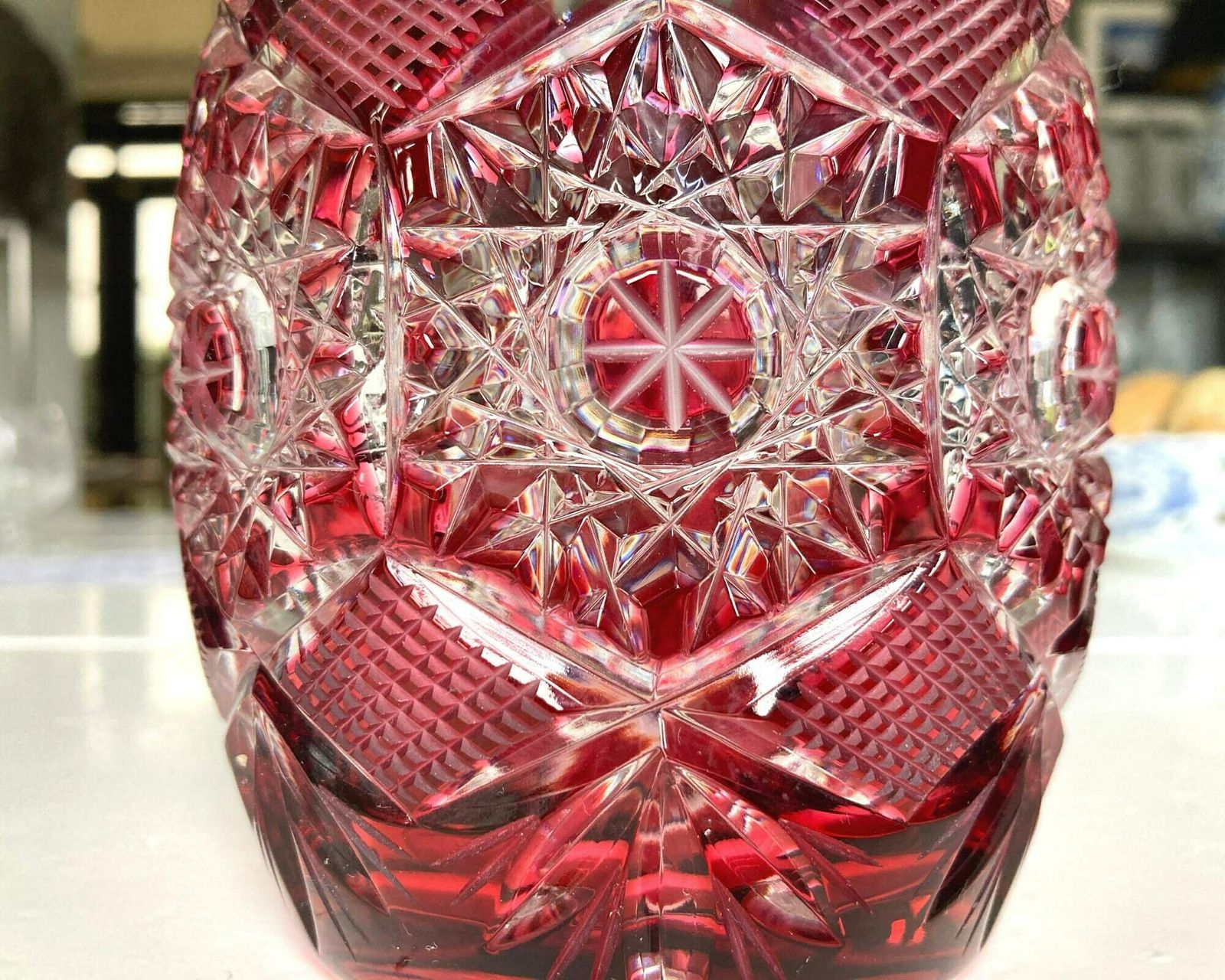 Crystal Red Decanter | Edwardian Carafe | Circa 1920 1950 photo for sale