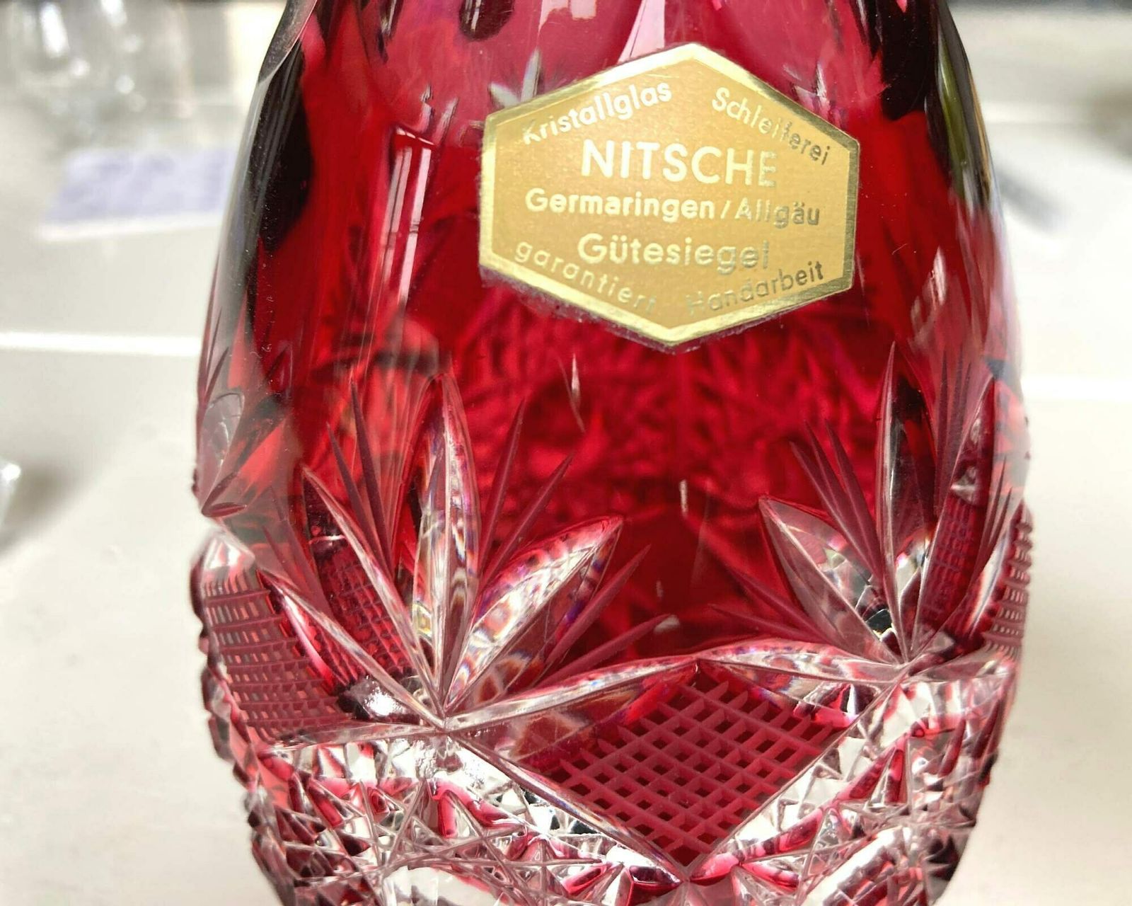 Crystal Red Decanter | Edwardian Carafe | Circa 1920 1950 photo Home Decor